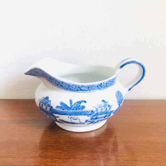 chinoiserie willow-ware gravy boat milk pitcher - Picture 2 of 8